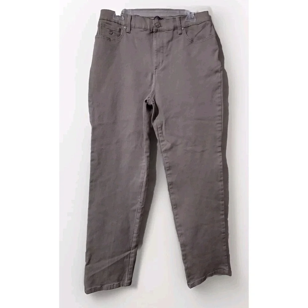Gloria Vanderbilt Amanda Pants Womens 12P Gray Excellent Tapered High Rise Retro